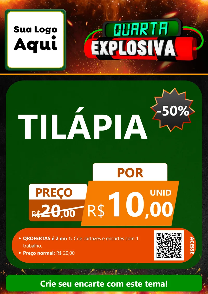 Modelo de Cartaz para Cartaz A4 Vertical com o tema Quarta Explosiva para Peixaria