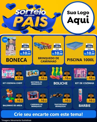 Modelo de Rede Social para Feed Instagram com o tema Sorteio Dia dos Pais para Brinquedos