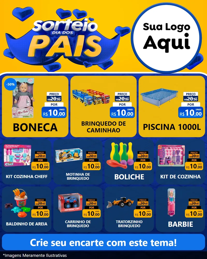 Modelo de Rede Social para Feed Instagram com o tema Sorteio Dia dos Pais para Brinquedos