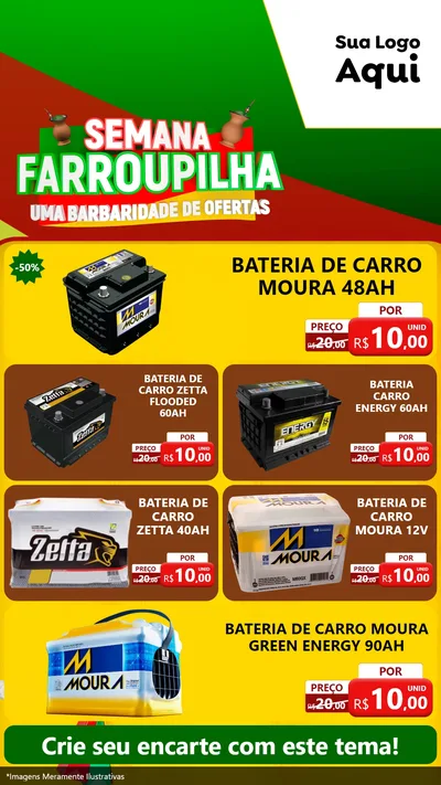 Modelo de TV para TV Vertical com o tema Semana Farroupilha - Uma Barbaridade de Ofertas para Baterias Elétricas