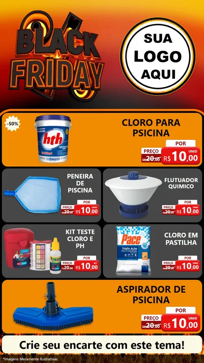 Modelo de TV para TV Vertical com o tema Black Friday para Produtos para Piscina