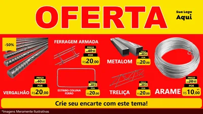 Modelo de TV para TV Horizontal com o tema OFERTA - Vermelho Cartaz para Ferragens