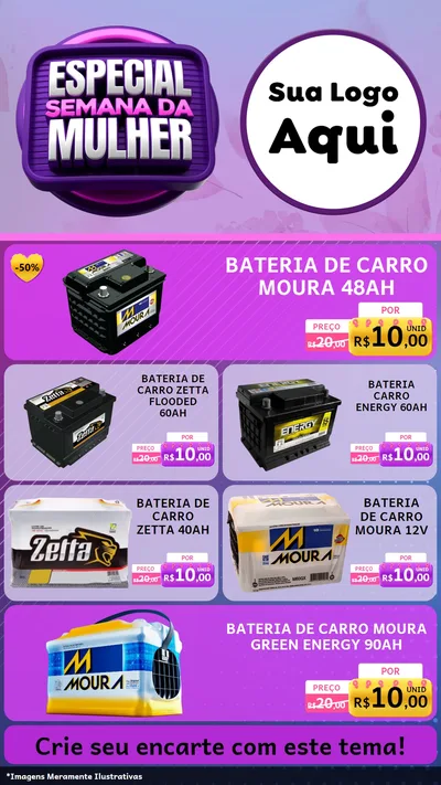 Modelo de TV para TV Vertical com o tema Especial Semana da Mulher para Baterias Elétricas