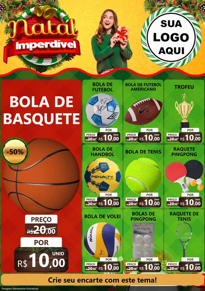 Modelo de Encarte para Encarte A4 Vertical com o tema Natal Imperdível para Artigos Esportivos