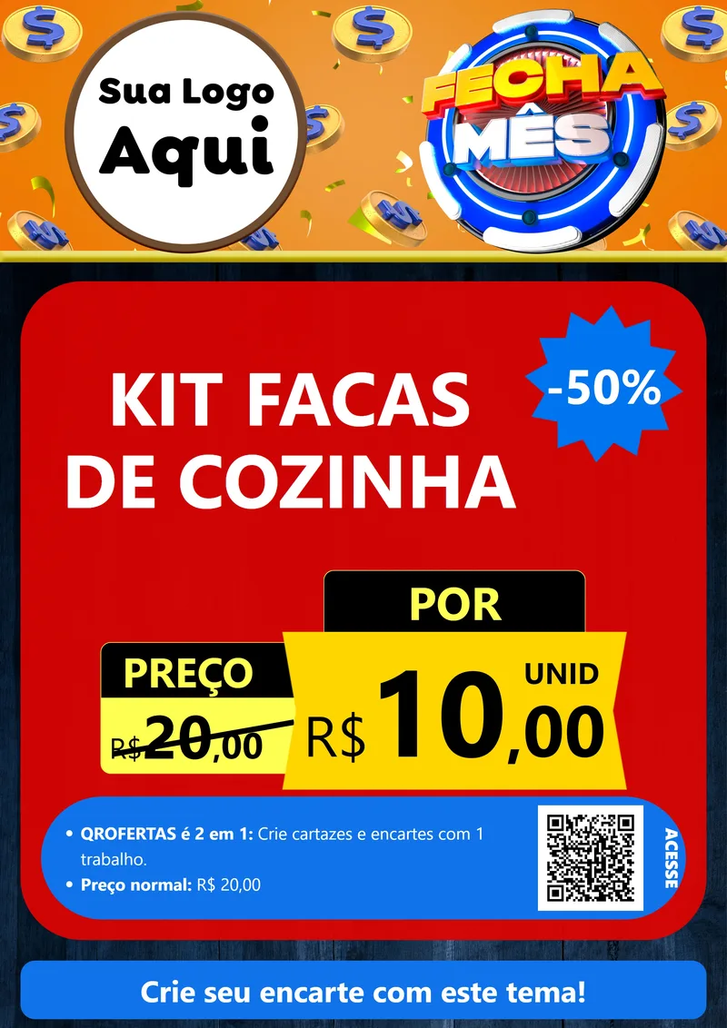 Modelo de Cartaz para Cartaz A4 Vertical com o tema Fecha Mês para Utilidades Domésticas
