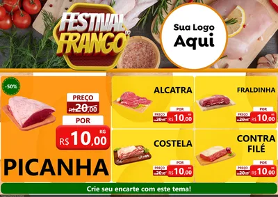Modelo de Encarte para Encarte A4 Horizontal com o tema Festival do Frango para Açougue