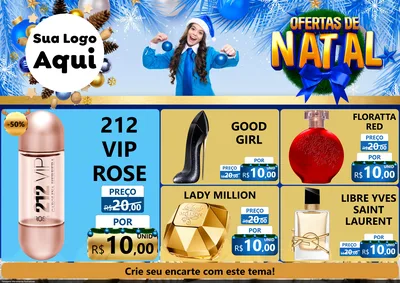 Modelo de Encarte para Encarte A4 Horizontal com o tema Ofertas de Natal para Perfumes