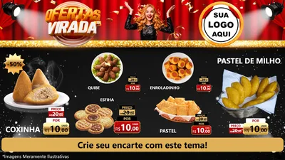Modelo de TV para TV Horizontal com o tema Ofertas da Virada para Salgadaria