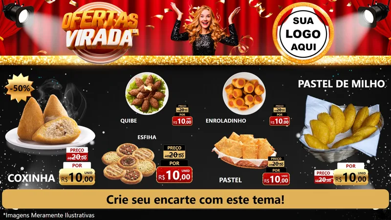 Modelo de TV para TV Horizontal com o tema Ofertas da Virada para Salgadaria