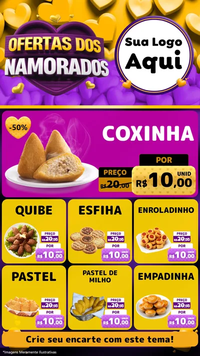 Modelo de Rede Social para Stories com o tema Oferta Dos Namorados para Salgadaria