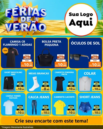 Modelo de Rede Social para Feed Instagram com o tema Férias de Verão para Roupas e acessórios