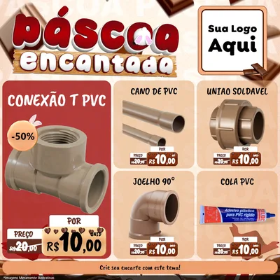 Modelo de Rede Social para Feed Facebook com o tema Páscoa Encantada para Tubos e conexões