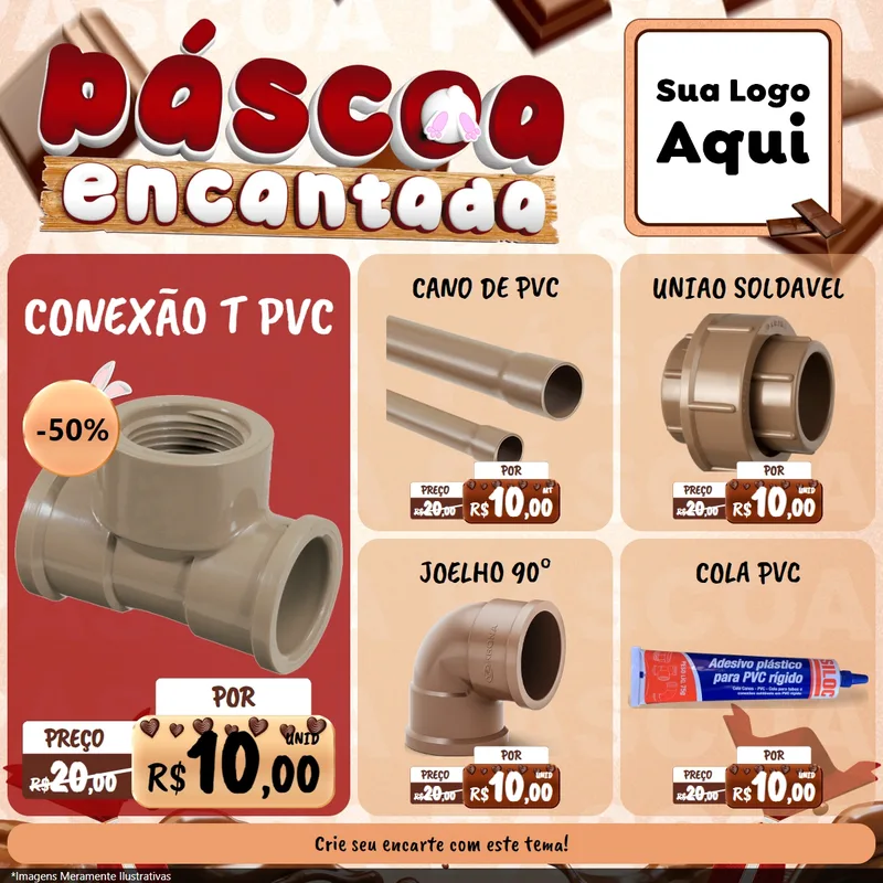 Modelo de Rede Social para Feed Facebook com o tema Páscoa Encantada para Tubos e conexões