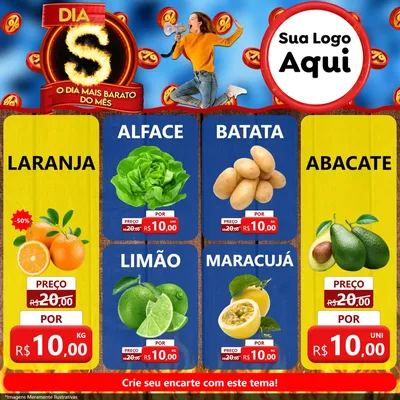 Modelo de Rede Social para Feed Facebook com o tema Dia S - O Dia Mais Barato Do Mês para Hortifrúti