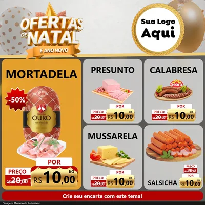 Modelo de Rede Social para Feed Facebook com o tema Ofertas De Natal E Ano Novo para Frios e Laticínios