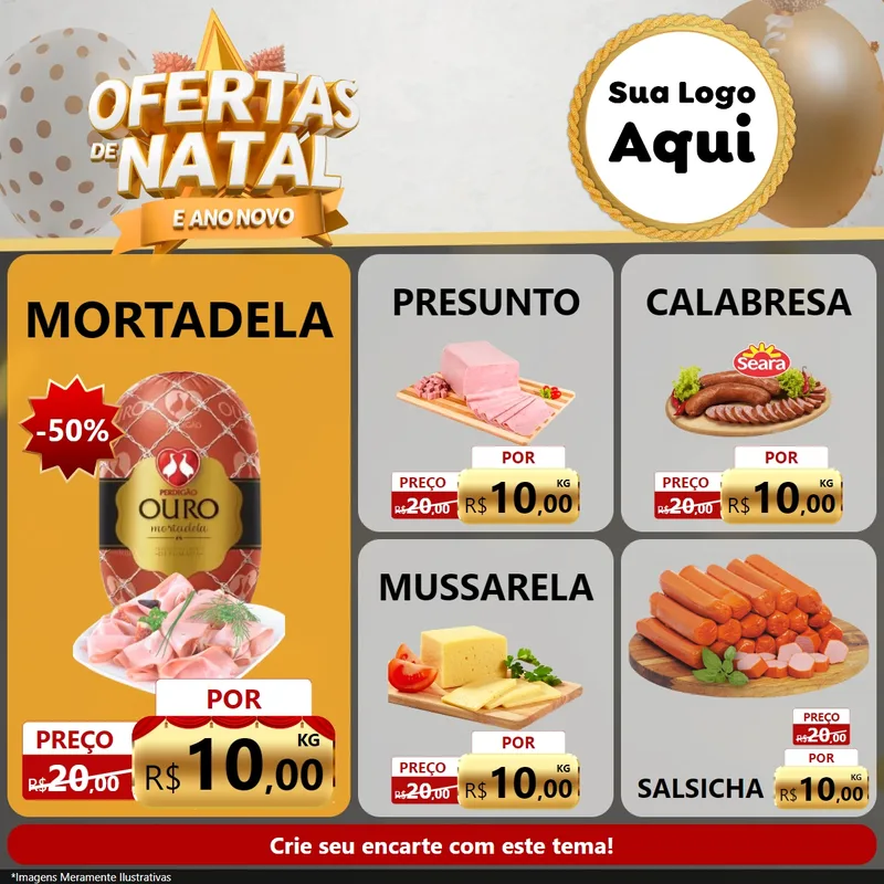 Modelo de Rede Social para Feed Facebook com o tema Ofertas De Natal E Ano Novo para Frios e Laticínios