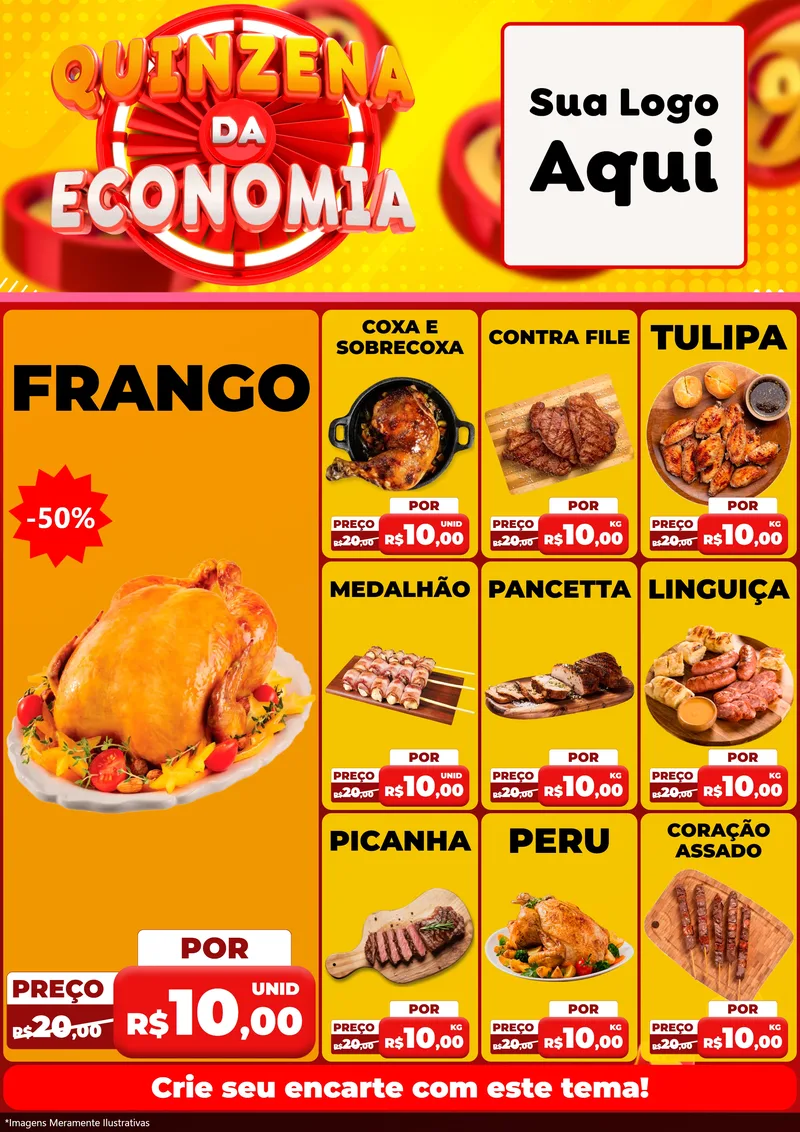 Modelo de Encarte para Encarte A4 Vertical com o tema Quinzena Da Economia para Assados