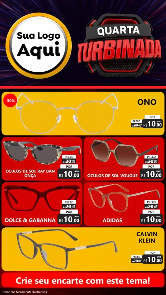 Modelo de TV para TV Vertical com o tema Quarta Turbinada para Óticas