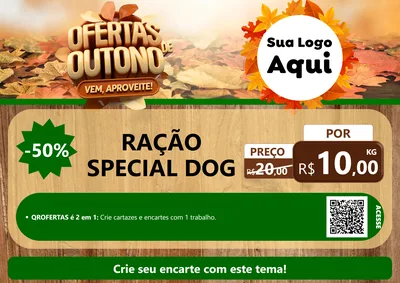 Modelo de Cartaz para Cartaz A4 Horizontal com o tema Ofertas de Outono - Vem, Aproveite! para Pet Shop