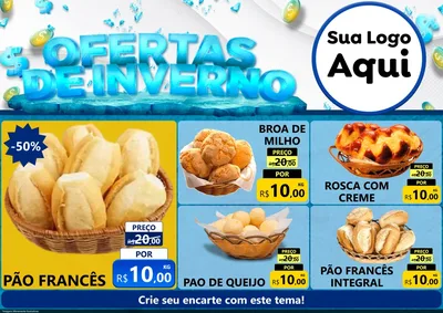 Modelo de Encarte para Encarte A4 Horizontal com o tema Ofertas de Inverno para Padaria