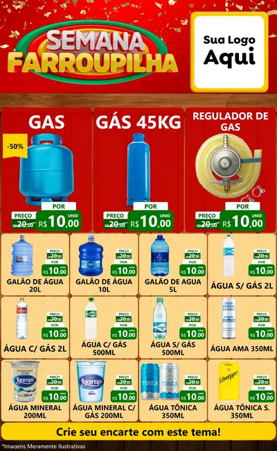 Modelo de Encarte para Encarte Grande com o tema Semana Farroupilha para Água e gás