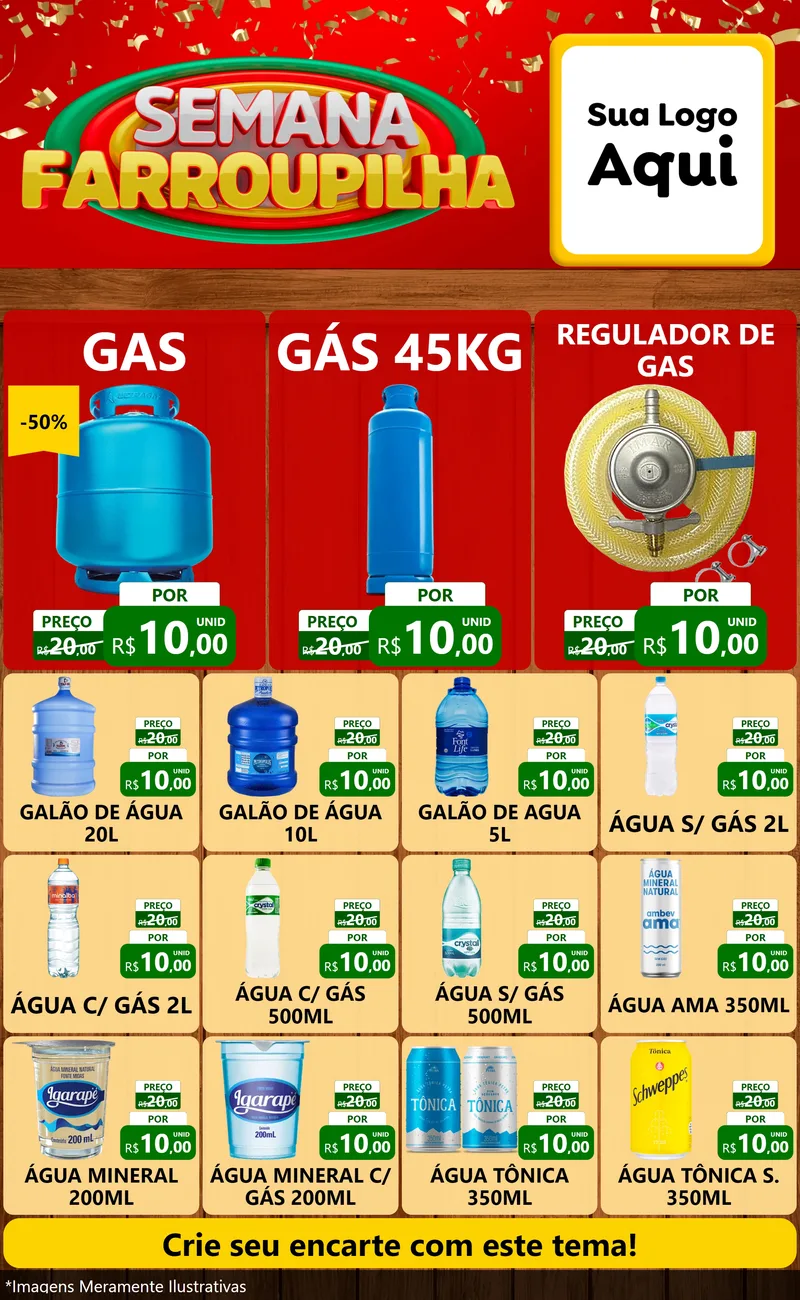 Modelo de Encarte para Encarte Grande com o tema Semana Farroupilha para Água e gás