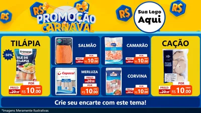 Modelo de TV para TV Horizontal com o tema Promoção de Carnaval para Peixaria