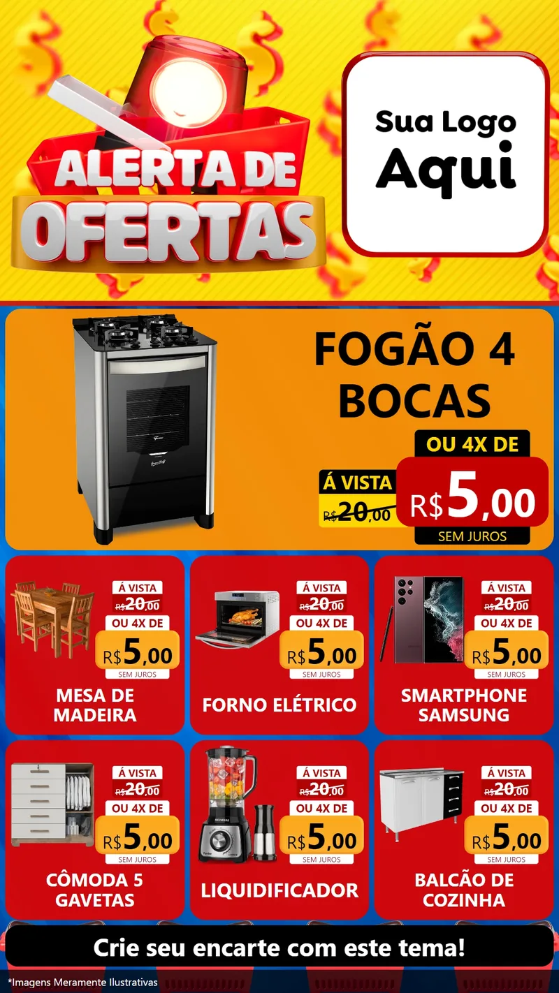 Modelo de Rede Social para Stories com o tema Alerta de Ofertas para Móveis e Eletro