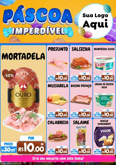 Modelo de Encarte para Encarte A4 Vertical com o tema Páscoa Imperdível para Frios e Laticínios