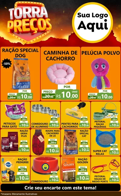 Modelo de Encarte para Encarte Grande com o tema Torra Preços para Pet Shop