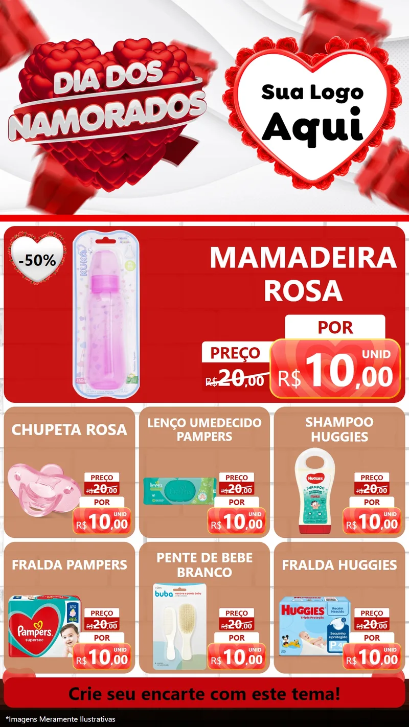 Modelo de Rede Social para Stories com o tema Dia dos Namorados para Bebês