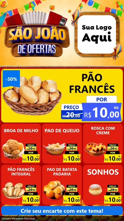 Modelo de Rede Social para Stories com o tema São João de Ofertas para Padaria
