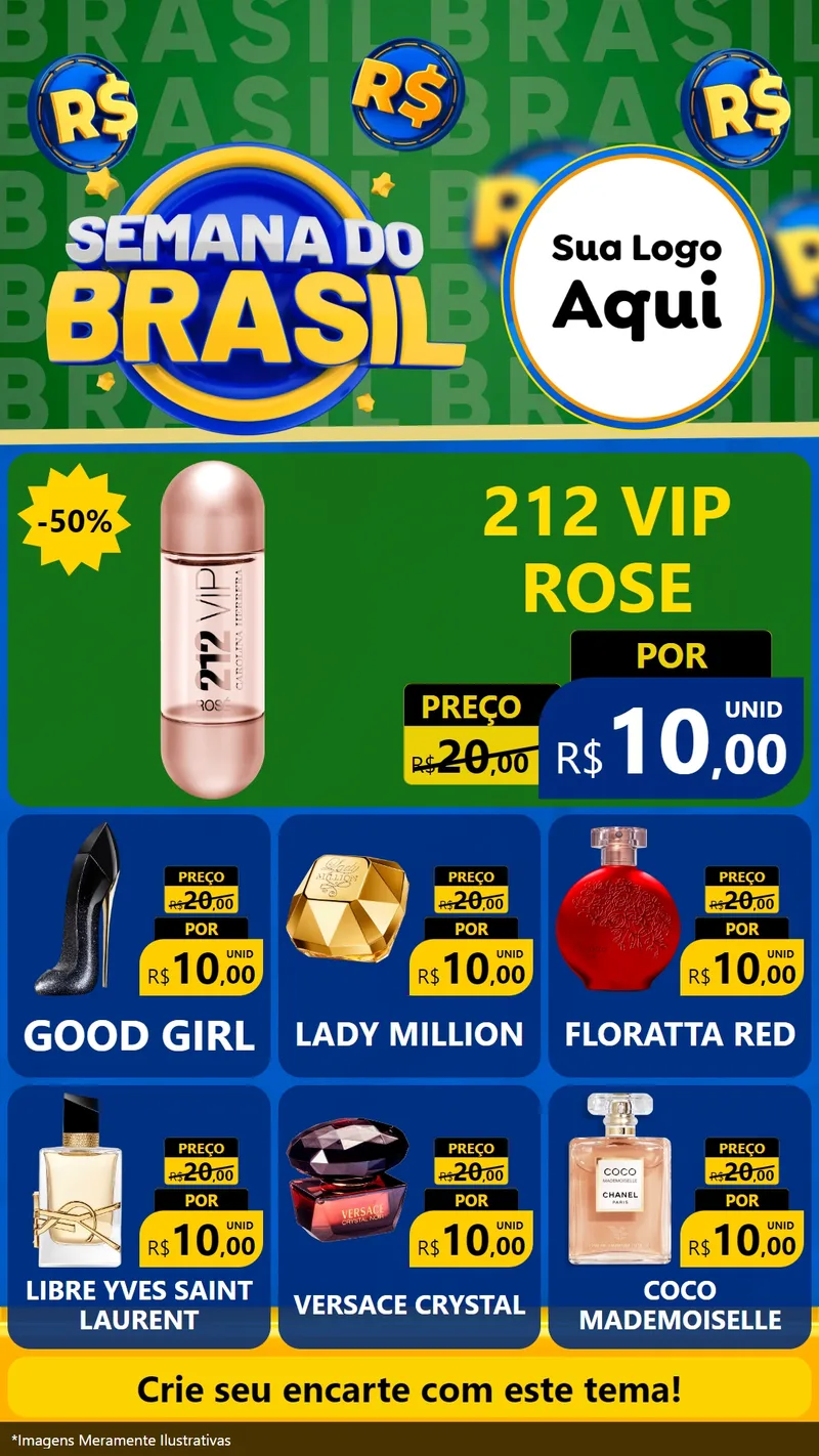 Modelo de Rede Social para Stories com o tema Semana Do Brasil para Perfumes