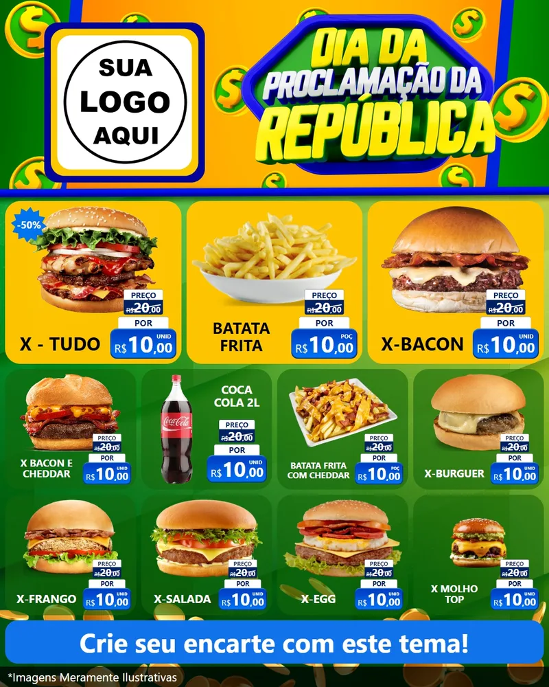 Modelo de Rede Social para Feed Instagram com o tema Dia Da Proclamação da República para Hamburgueria