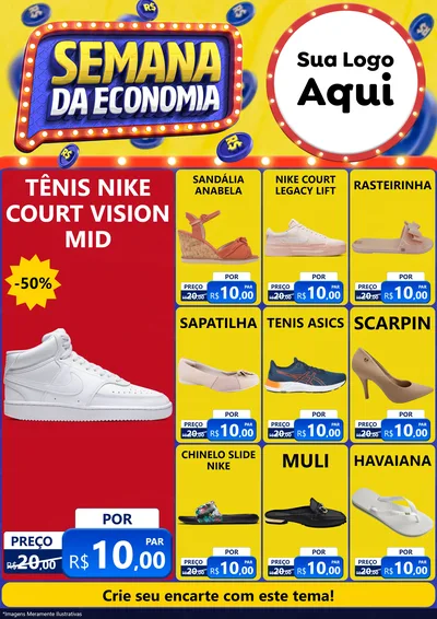 Modelo de Encarte para Encarte A4 Vertical com o tema Semana da Economia para Calçados