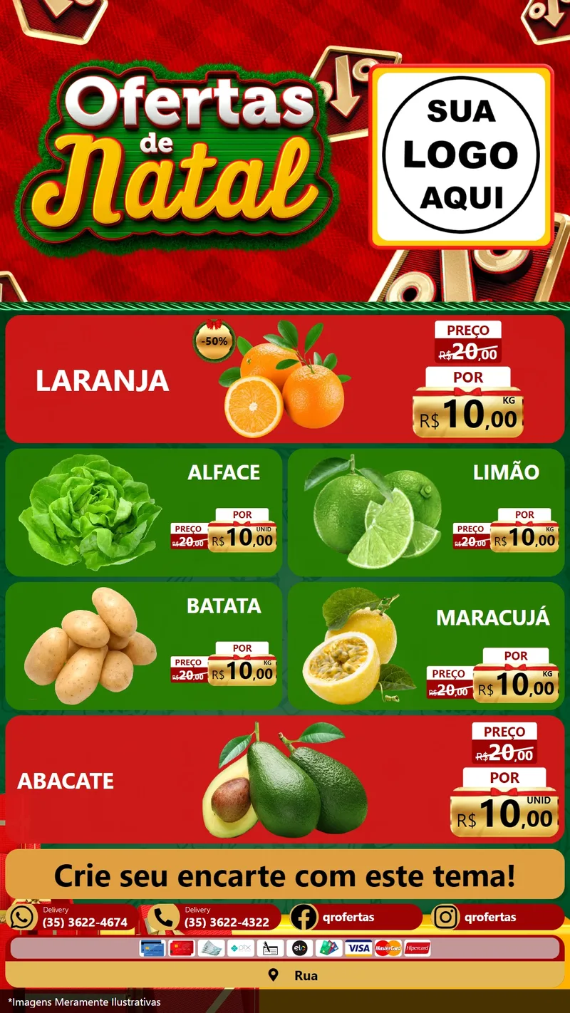 Modelo de TV para TV Vertical com o tema Ofertas de Natal para Hortifrúti