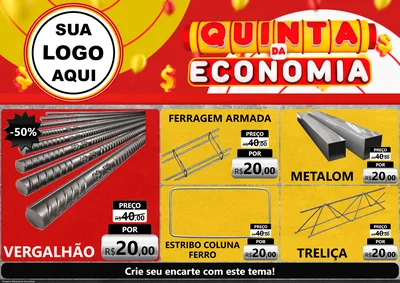 Modelo de Encarte para Encarte A4 Horizontal com o tema Quinta da Economia para Ferragens