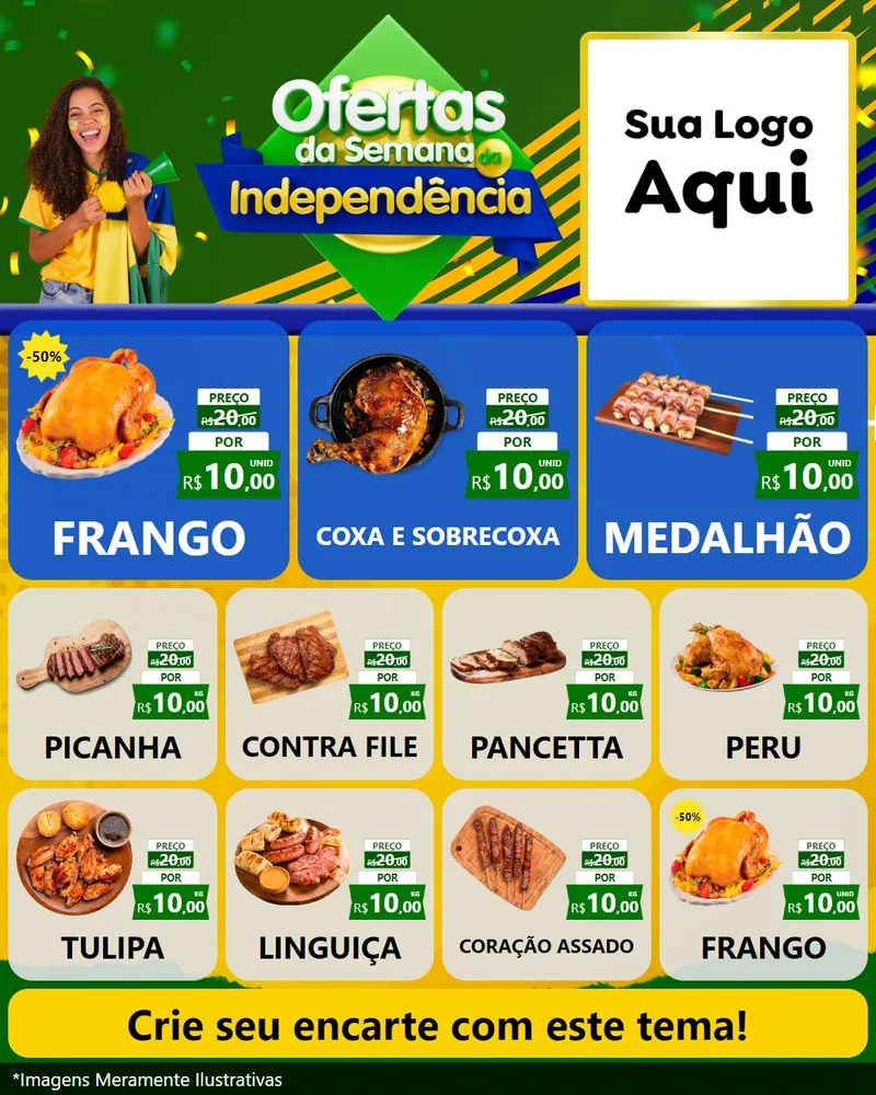 Modelo de Rede Social para Feed Instagram com o tema Ofertas da Semana da Independência para Assados
