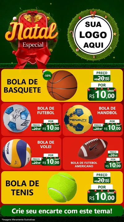 Modelo de TV para TV Vertical com o tema Natal Especial para Artigos Esportivos