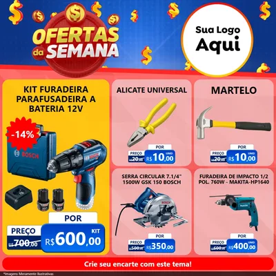 Modelo de Rede Social para Feed Facebook com o tema Ofertas Da Semana para Maquinas e Ferramentas