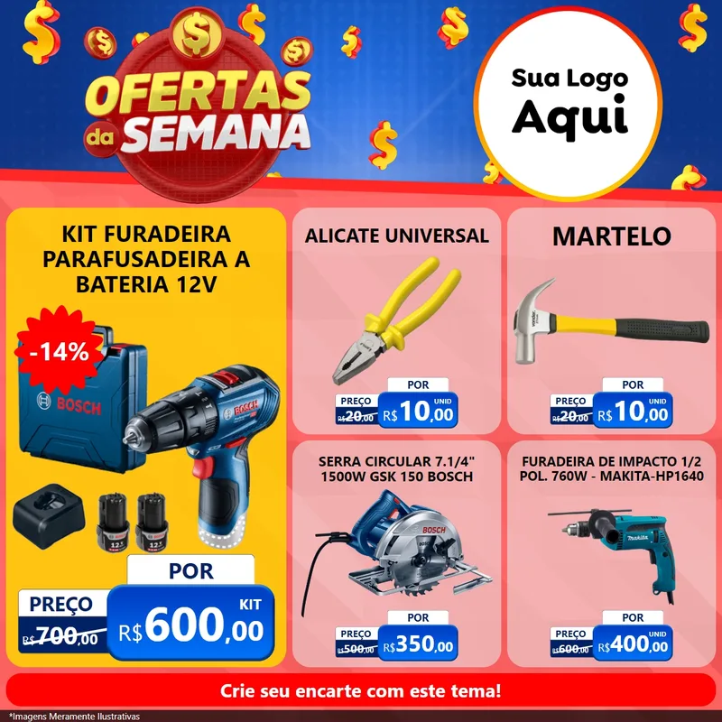 Modelo de Rede Social para Feed Facebook com o tema Ofertas Da Semana para Maquinas e Ferramentas