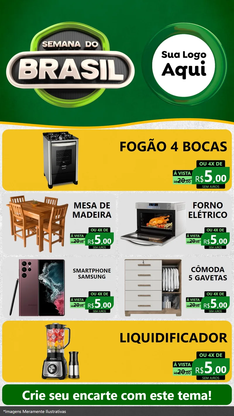 Modelo de TV para TV Vertical com o tema Semana do Brasil para Móveis e Eletro