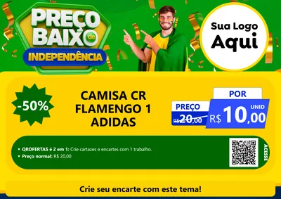 Modelo de Cartaz para Cartaz A4 Horizontal com o tema Preço Baixo de Independência para Roupas e acessórios