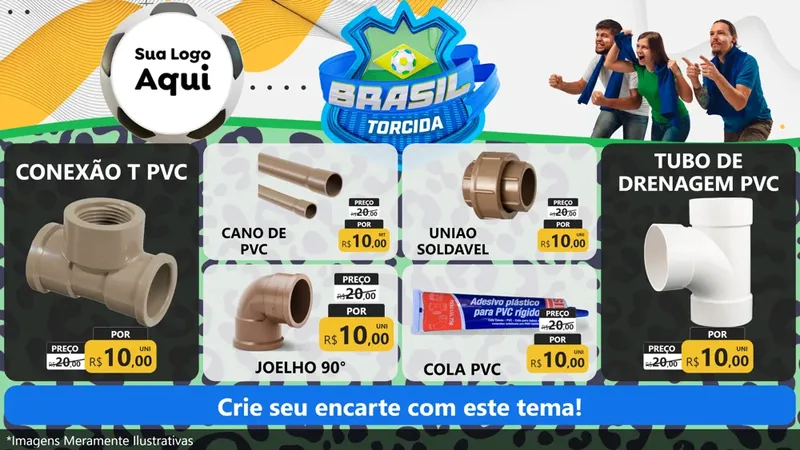 Modelo de TV para TV Horizontal com o tema Brasil Torcida - Copa para Tubos e conexões