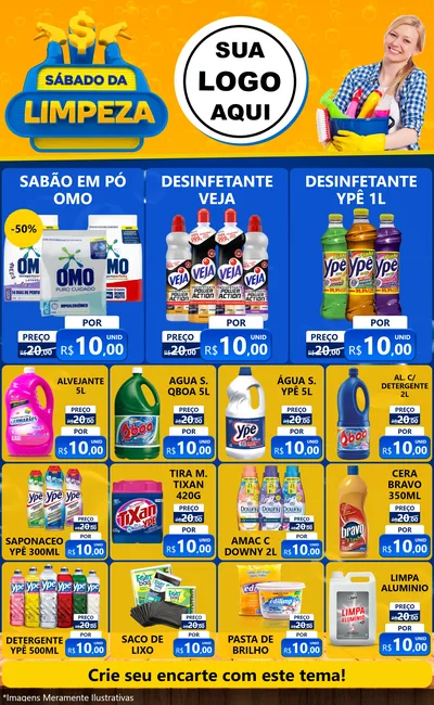 Modelo de Encarte para Encarte Grande com o tema Sábado da Limpeza para Produtos de Limpeza