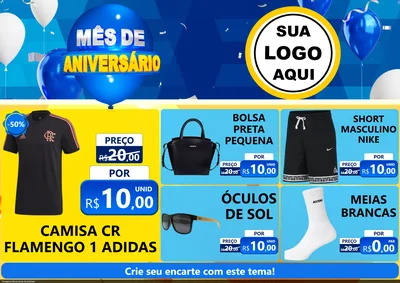 Modelo de Encarte para Encarte A4 Horizontal com o tema Mês de Aniversário para Roupas e acessórios