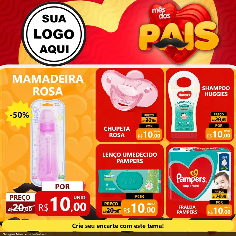 Modelo de Rede Social para Feed Facebook com o tema Mês Dos Pais para Bebês