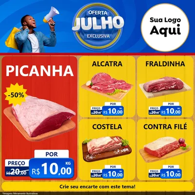 Modelo de Rede Social para Feed Facebook com o tema Oferta Exclusiva, Julho para Açougue