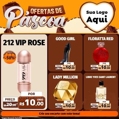 Modelo de Rede Social para Feed Facebook com o tema Ofertas de Páscoa para Perfumes