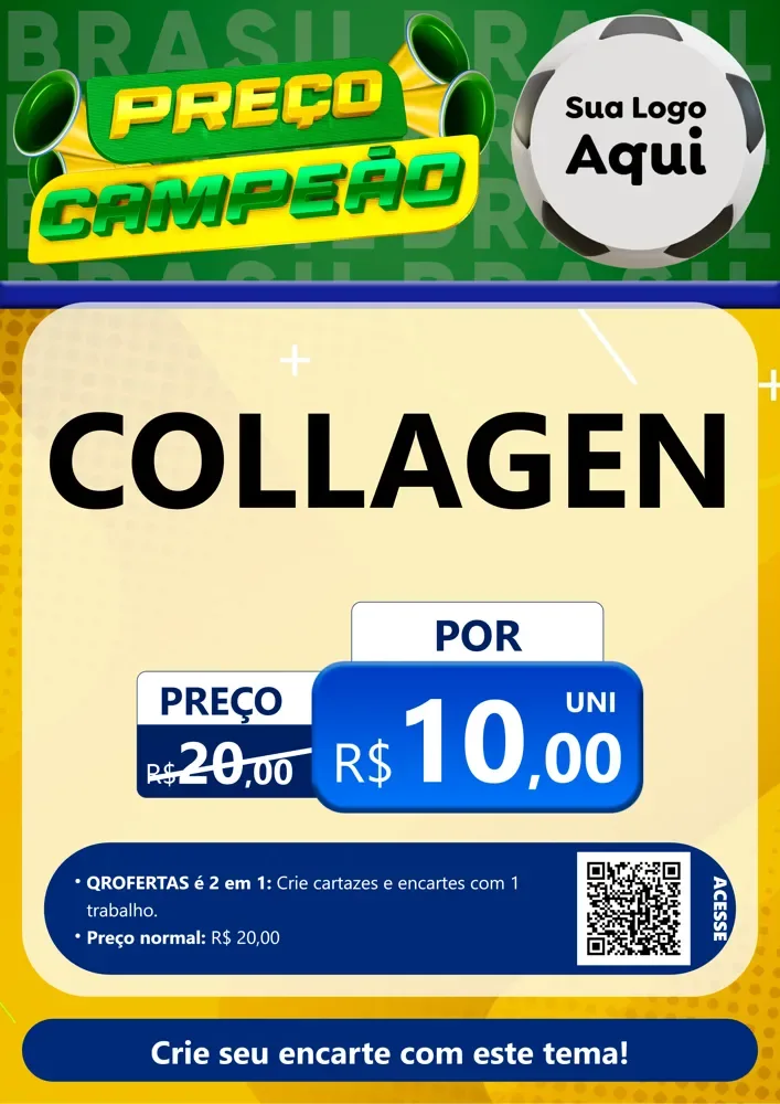 Modelo de Cartaz para Cartaz A4 Vertical com o tema Preço Campeão - Copa para Suplementos alimentares